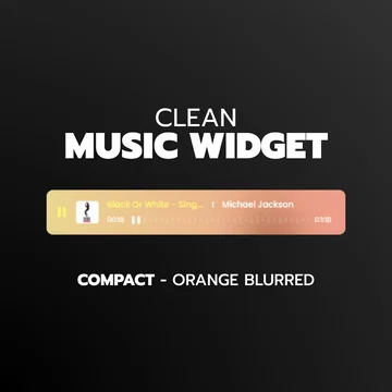 Clean Music Player Widget - Compact - Orange Blurred