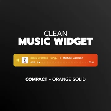Clean Music Player Widget - Compact - Orange Solid
