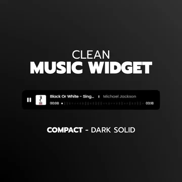 Clean Music Player Widget - Compact - Dark Solid