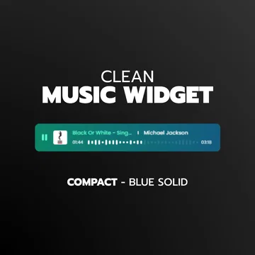 Clean Music Player Widget - Compact - Blue Solid