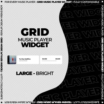 Grid Music Player Widget - Large - Bright