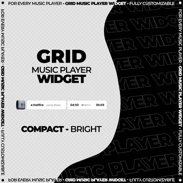 Grid Music Player Widget - Compact - Bright