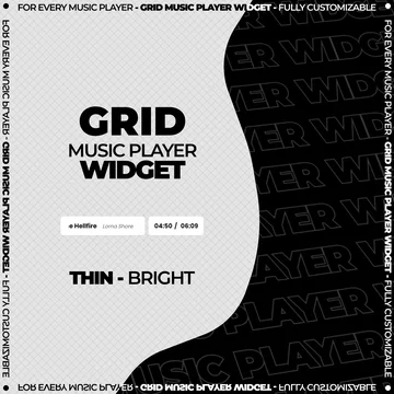 Grid Music Player Widget - Thin - Bright