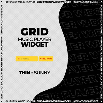 Grid Music Player Widget - Thin - Sunny
