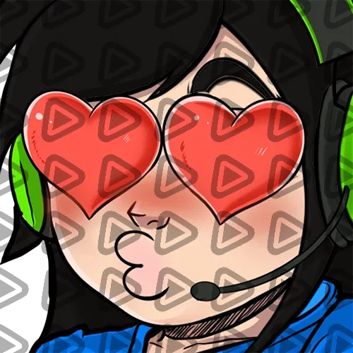 Streamer Female Black Haired - LOVE (Blue) - Emote