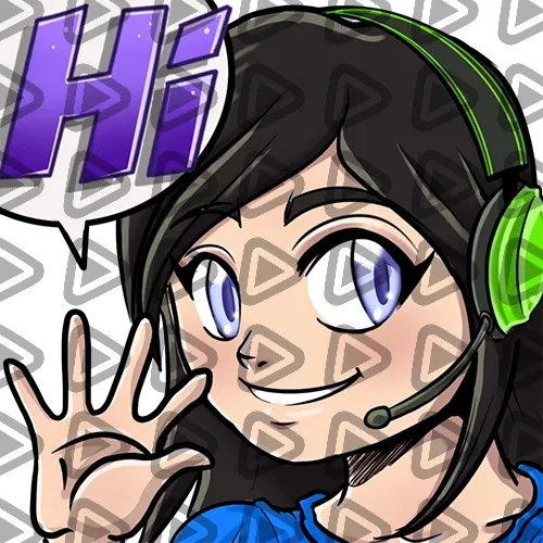 Streamer Female Black Haired - HI (Blue) - Emote