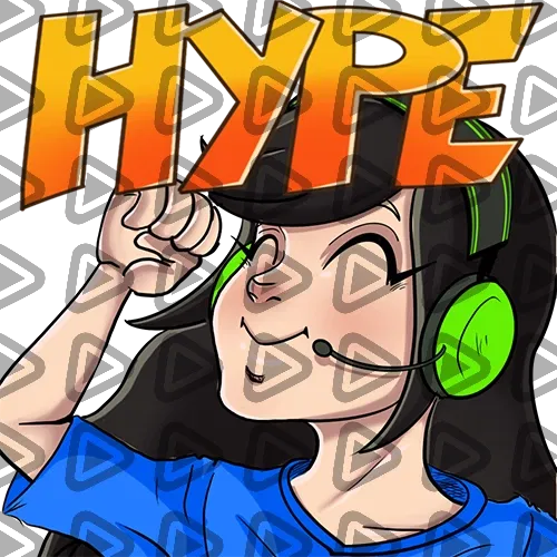 Streamer Female Black Haired - HYPE (Blue) - Emote