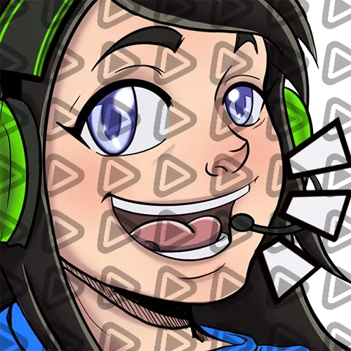 Streamer Female Black Haired - LOL (Blue) - Emote