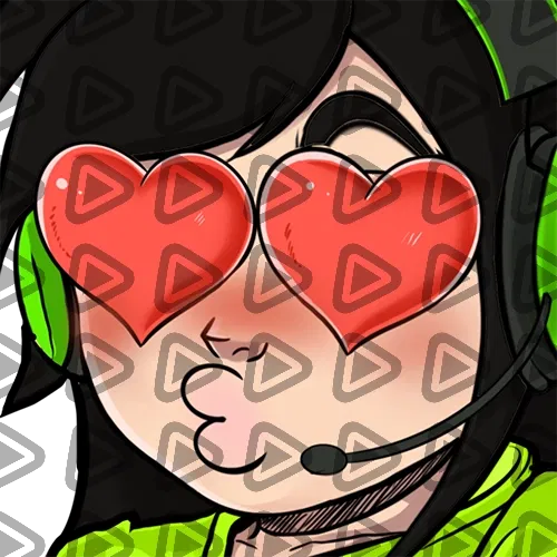 Streamer Female Black Haired - LOVE (Green) - Emote