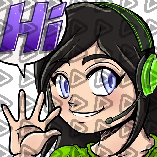 Streamer Female Black Haired - HI (Green) - Emote