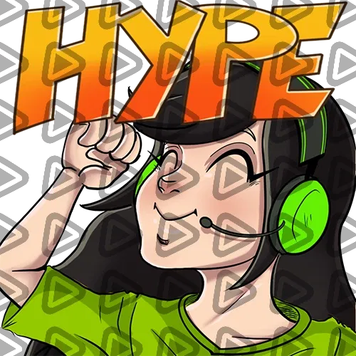 Streamer Female Black Haired - HYPE (Green) - Emote
