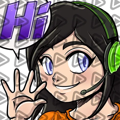 Streamer Female Black Haired - HI (Orange) - Emote