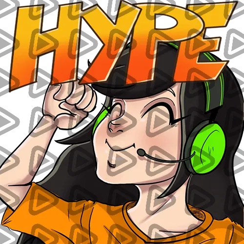 Streamer Female Black Haired - HYPE (Orange) - Emote