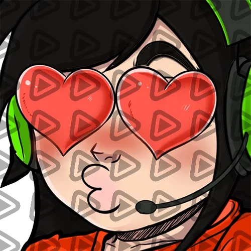 Streamer Female Black Haired - LOVE (Red) - Emote