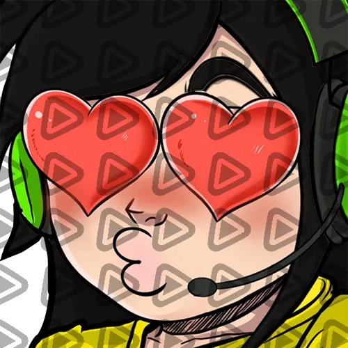Streamer Female Black Haired - LOVE (Yellow) - Emote