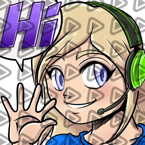 Streamer Female Blonde - HI (Blue) - Emote