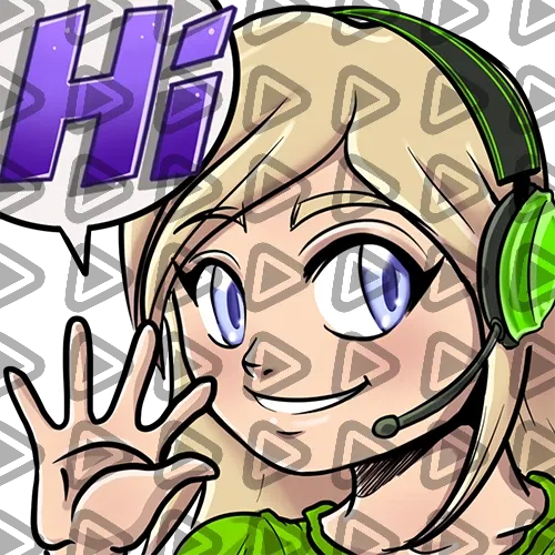 Streamer Female Blonde - HI (Green) - Emote