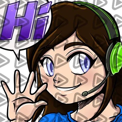 Streamer Female Brunette - HI (Blue) - Emote