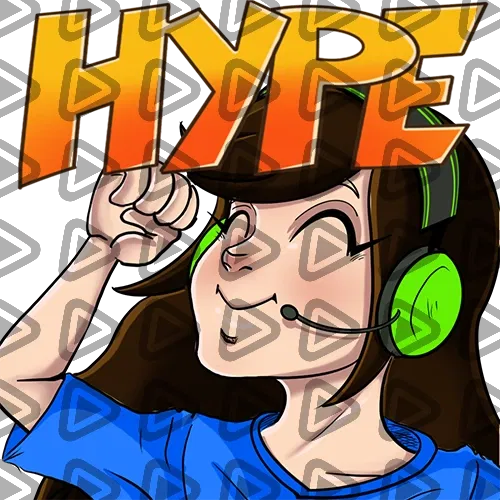 Streamer Female Brunette - HYPE (Blue) - Emote