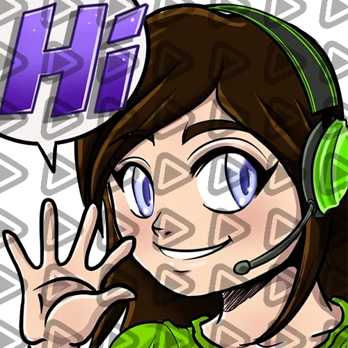 Streamer Female Brunette - HI (Green) - Emote