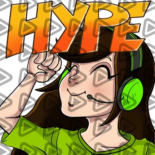 Streamer Female Brunette - HYPE (Green) - Emote