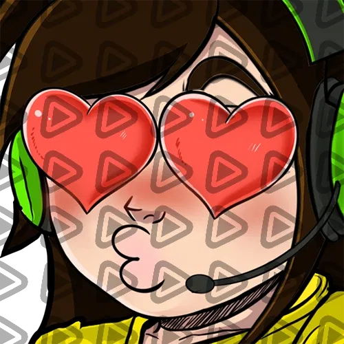 Streamer Female Brunette - LOVE (Yellow) - Emote