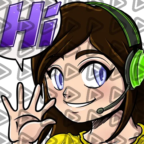 Streamer Female Brunette - HI (Yellow) - Emote