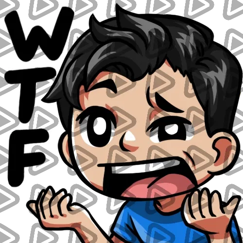 Streamer Male Black Haired - WTF (Blue) - Emote