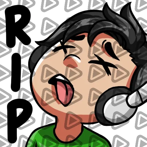 Streamer Male Black Haired - RIP (Green) - Emote
