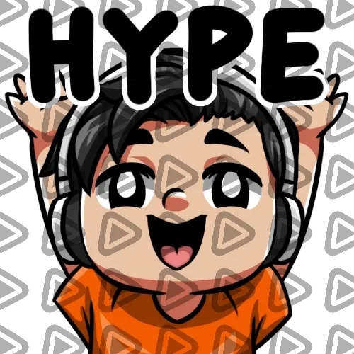 Streamer Male Black Haired - HYPE (Orange) - Emote