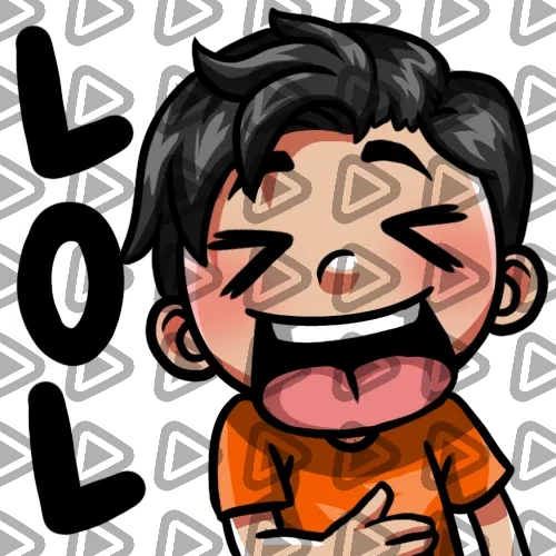 Streamer Male Black Haired - LOL (Orange) - Emote