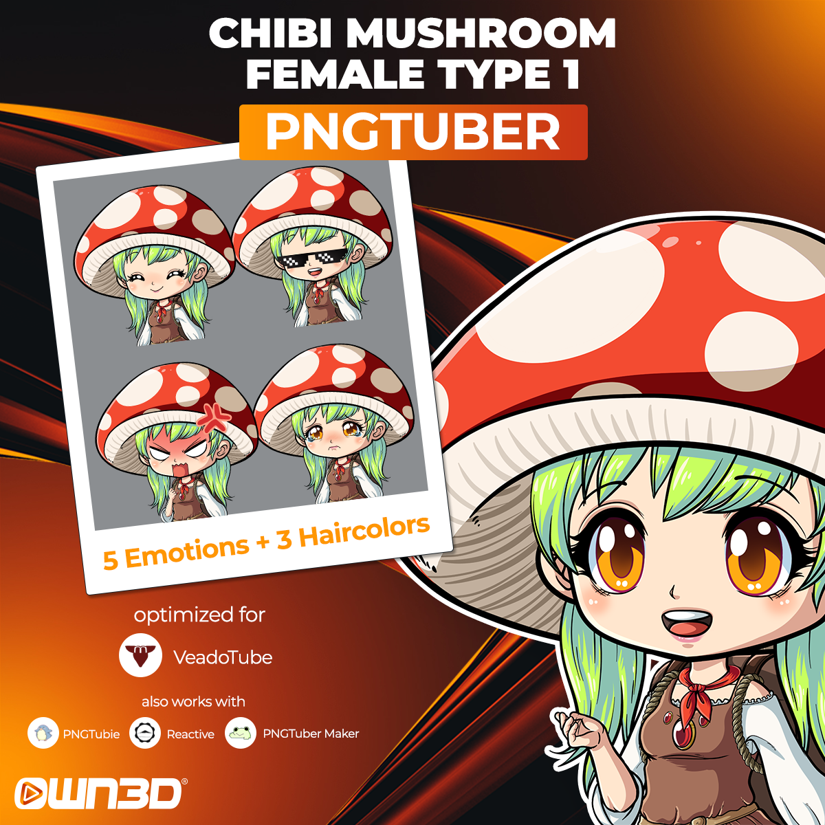 VTuber Chibi Mushroom Female Type 1