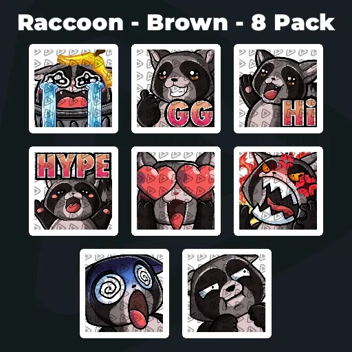 Raccoon - Brown - 8 Pack