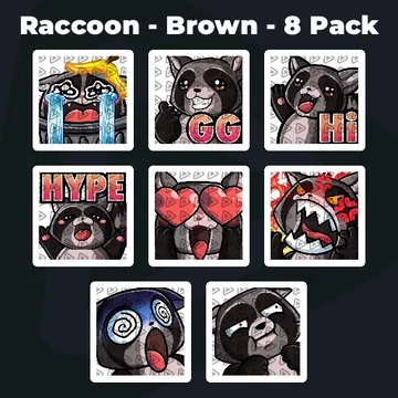 Raccoon - Brown - 8 Pack