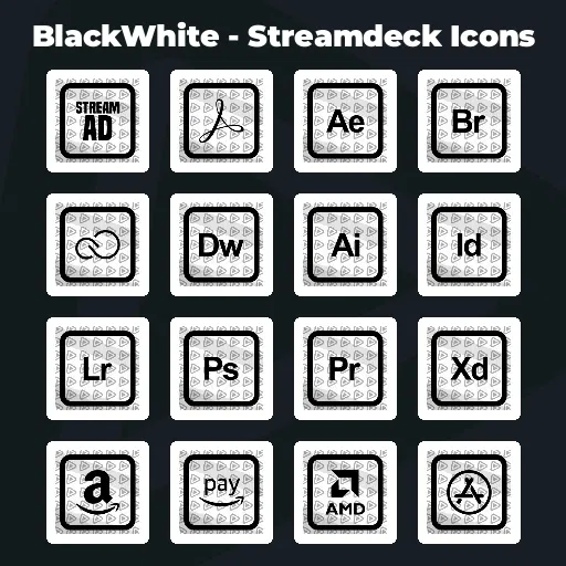 BlackWhite - Streamdeck Icons