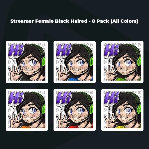 Streamer Female Black Haired - 8 Pack (All Colors)