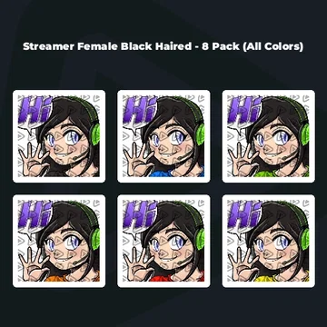 Streamer Female Black Haired - 8 Pack (All Colors)