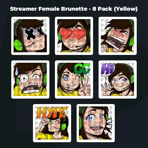 Streamer Female Brunette - 8 Pack (Yellow)