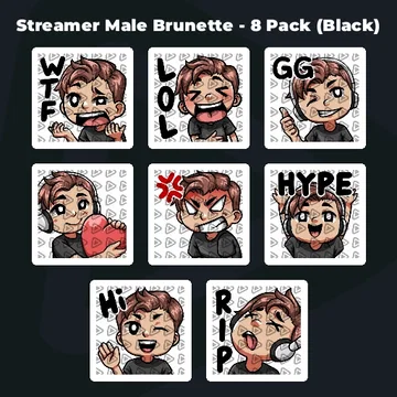 Streamer Male Brunette - 8 Pack (Black)