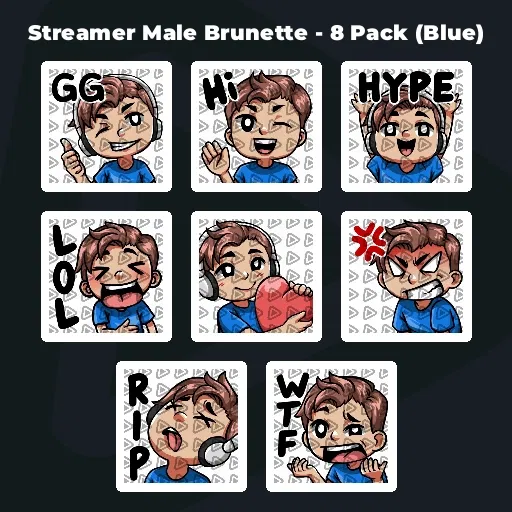 Streamer Male Brunette - 8 Pack (Blue)