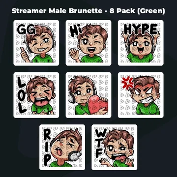 Streamer Male Brunette - 8 Pack (Green)