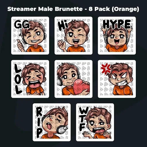 Streamer Male Brunette - 8 Pack (Orange)