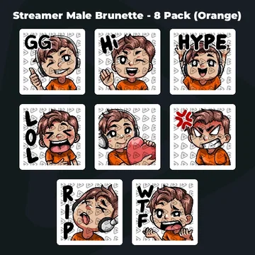 Streamer Male Brunette - 8 Pack (Orange)