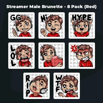 Streamer Male Brunette - 8 Pack (Red)