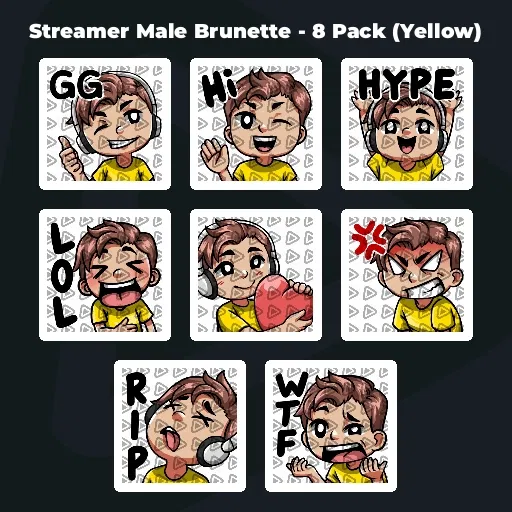 Streamer Male Brunette - 8 Pack (Yellow)