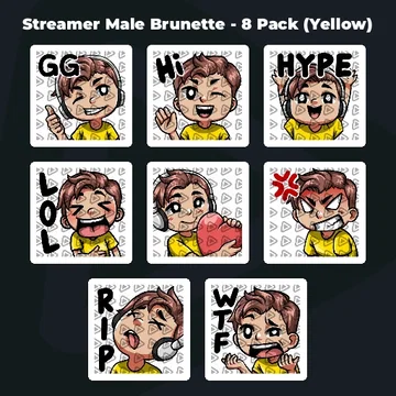 Streamer Male Brunette - 8 Pack (Yellow)