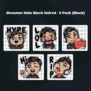 Streamer Male Black Haired - 5 Pack (Black)