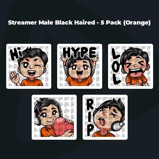 Streamer Male Black Haired - 5 Pack (Orange)