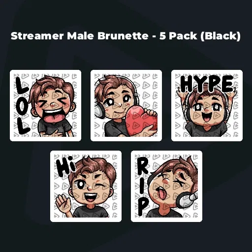 Streamer Male Brunette - 5 Pack (Black)