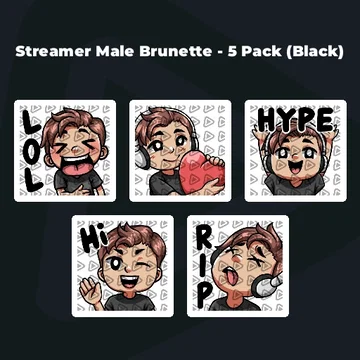 Streamer Male Brunette - 5 Pack (Black)